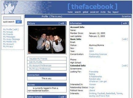 Recreated 2004 thefacebook landing page focused on .edu login.